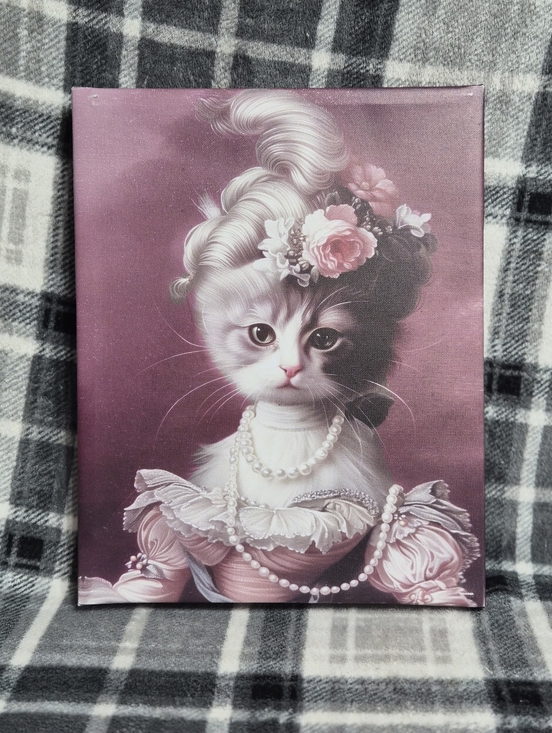 Other - Decorative Cat Portrait Canvas in Pink - "Your Catness Historical Portrait"
